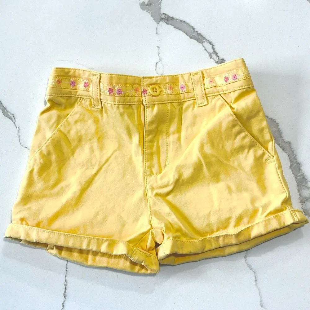 Carter’s Yellow Infant Baby Girls Casual Cuffed Summer Shorts Preppy Size 12M